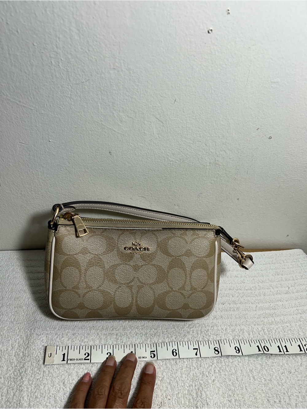 Coach Beige/Tan Signature Mini Wristlet - Picture 5 of 8